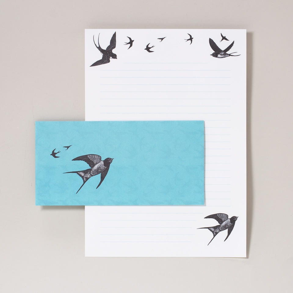 Briefpapierset Schwalben