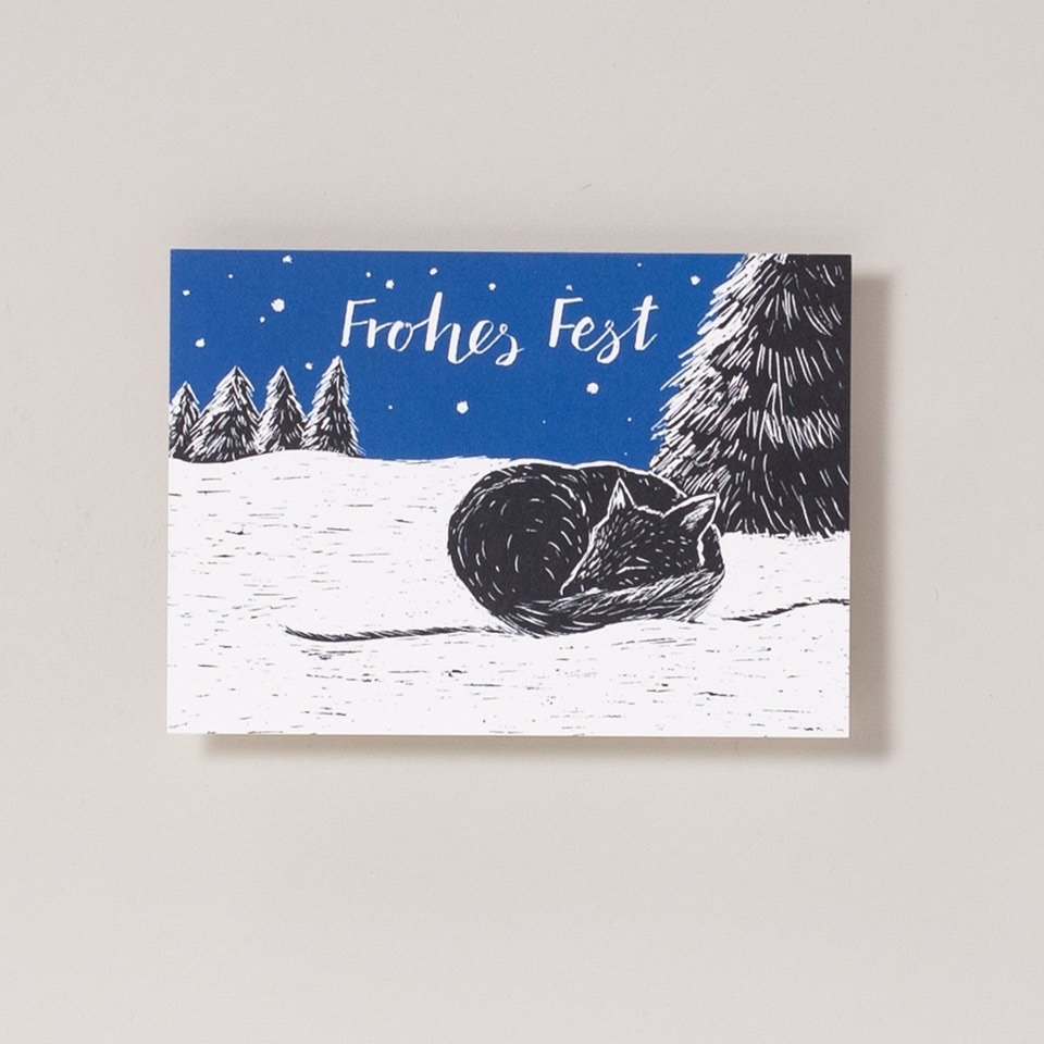 Weihnachtspostkarte Fuchs