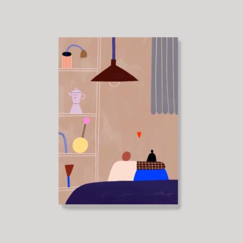 Postkarte Lovers auf dem Sofa