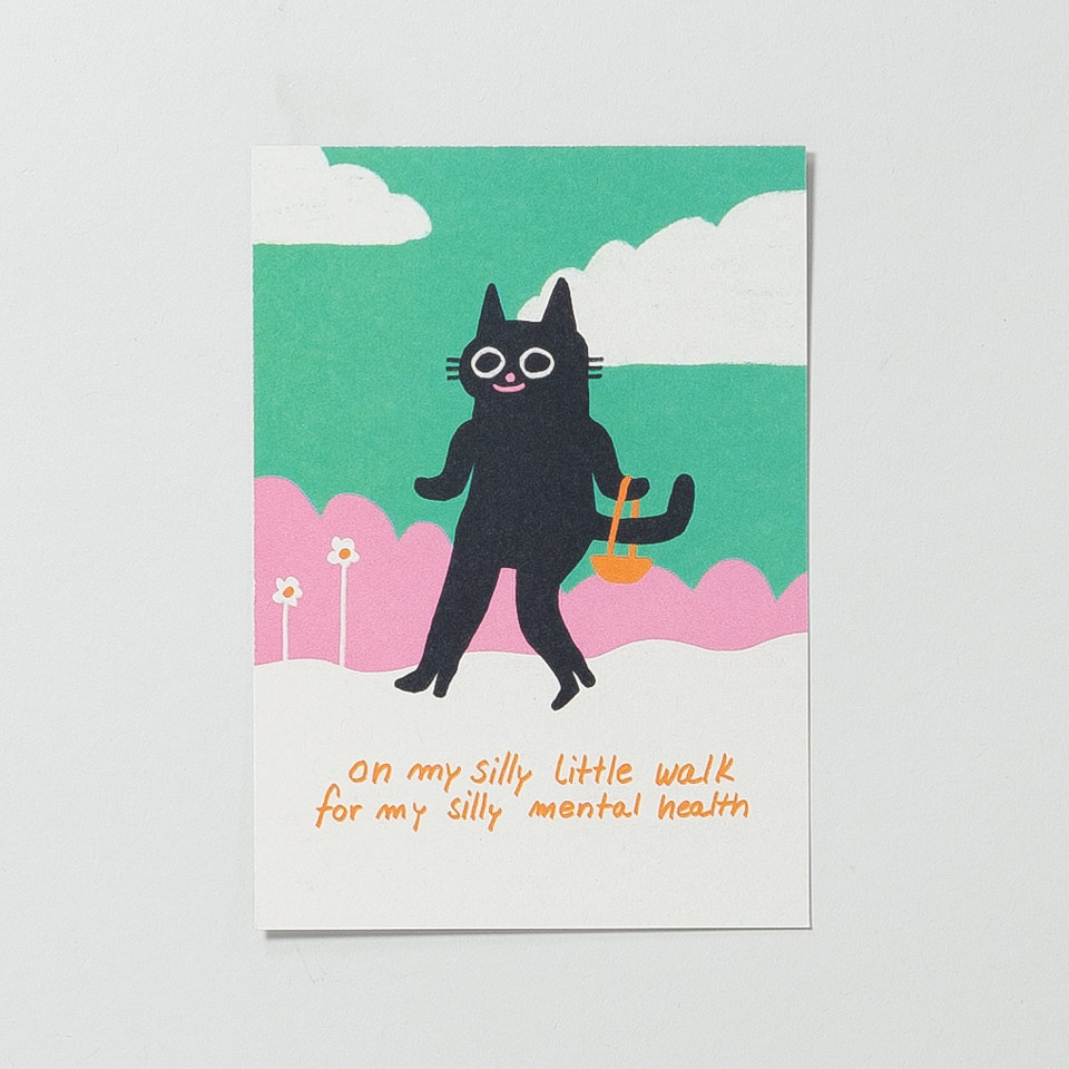 Postkarte Silly Walk Katze