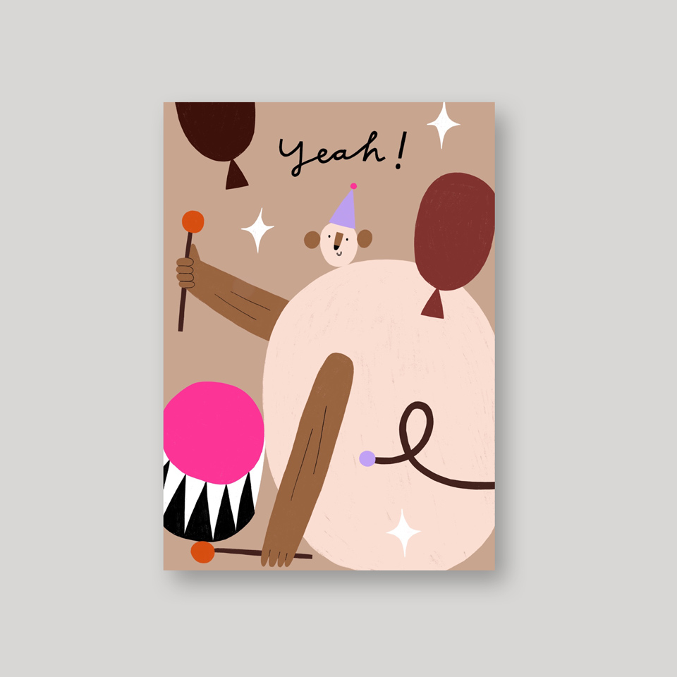Postkarte Yeah Trommel