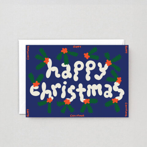 Grußkarte Happy Christmas Stechpalme