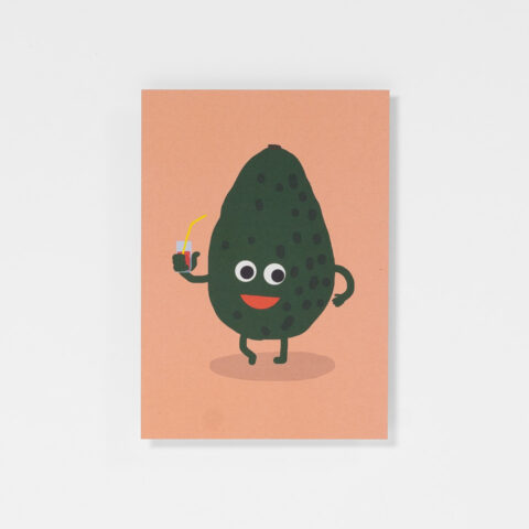 Postkarte Avocado mit Drink