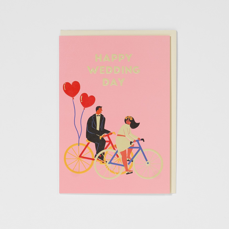 Hochzeitskarte Happy Wedding Day Fahrrad