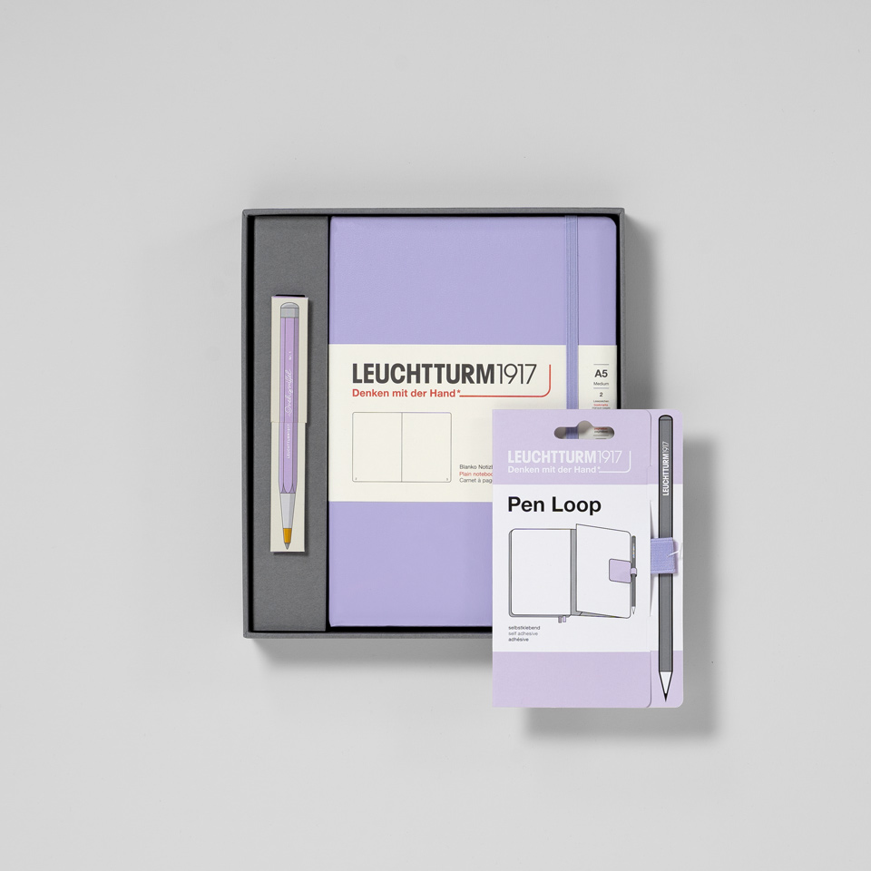 Leuchtturm-Geschenkbox: Notizbuch mit Drehgriffel Gelschreiber und Pen Loop – Bild 2
