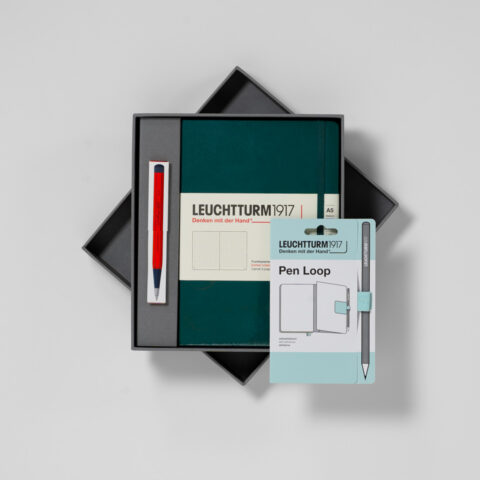 Leuchtturm-Geschenkbox: Notizbuch mit Drehgriffel Bleistift und Pen Loop