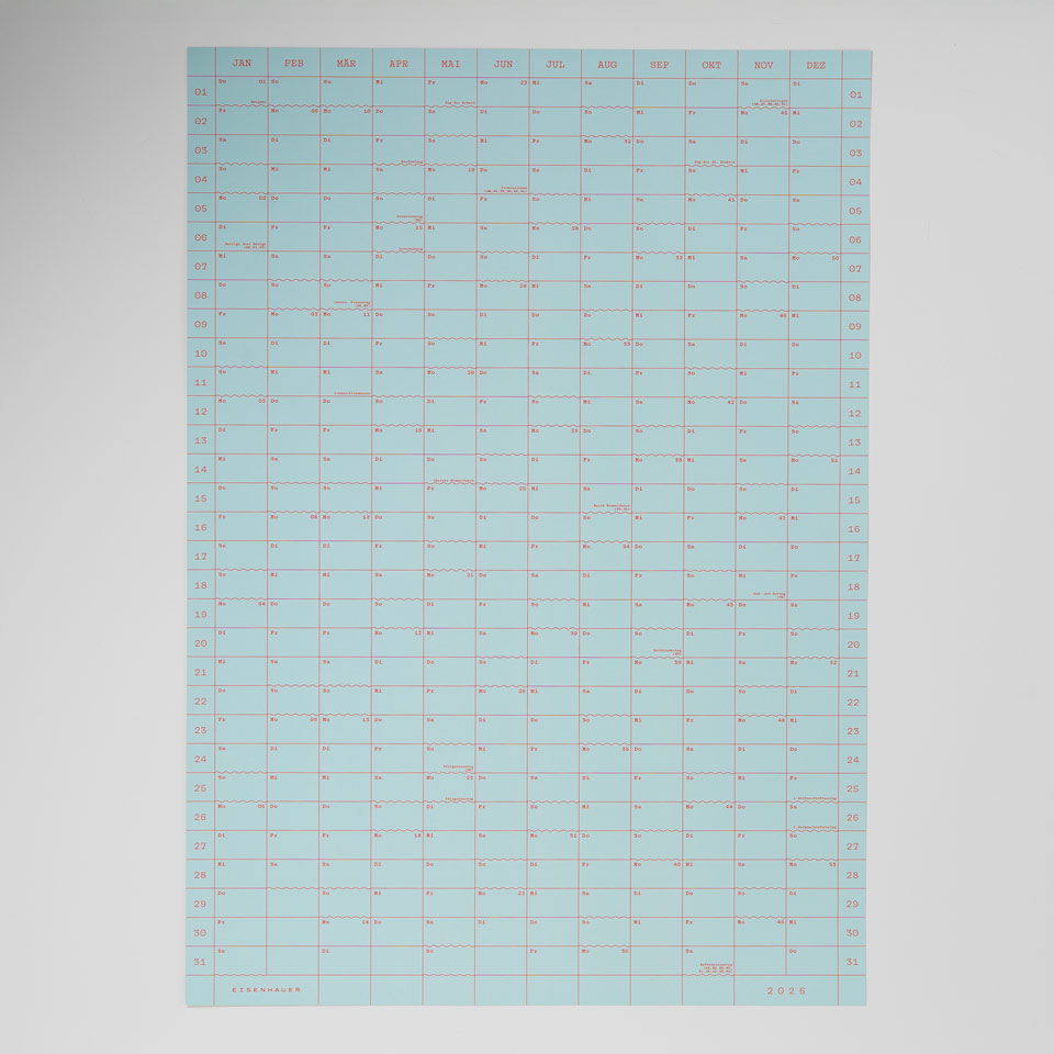 Eisenhauer Wandkalender 2026 – Doppelseitig hellbau – Bild 4