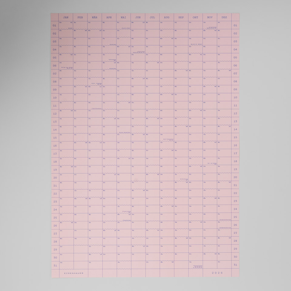 Eisenhauer Wandkalender 2026 – Doppelseitig rosa – Bild 6