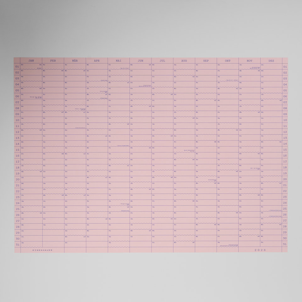 Eisenhauer Wandkalender 2026 – Doppelseitig rosa – Bild 2