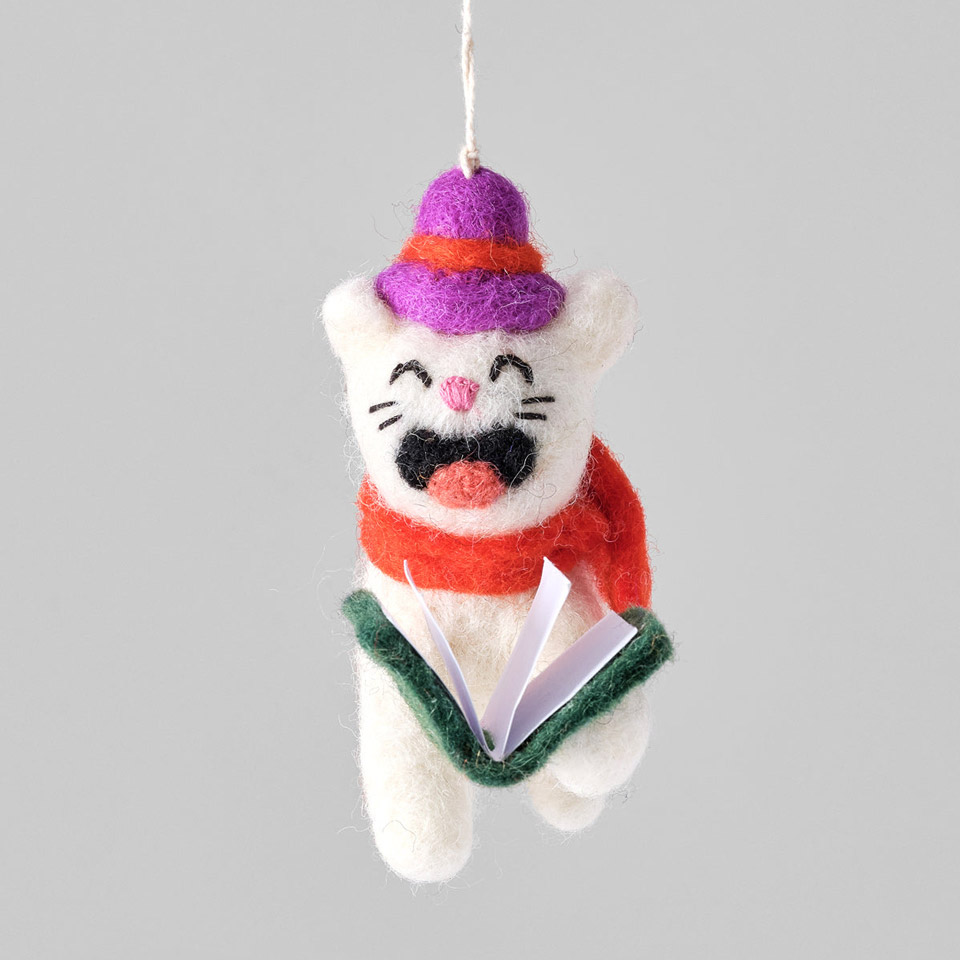 Filzanhänger – singende Katze – Bild 2