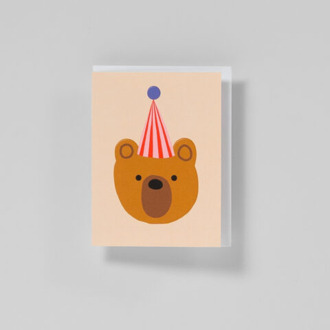 Minikarte Bär mit Partyhut