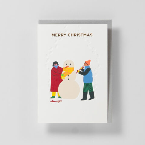 Weihnachtskarte Merry Christmas Schneemann