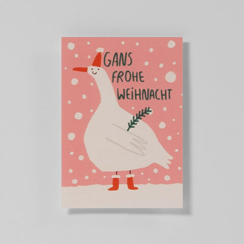 Weihnachtspostkarte Gans frohe Weihnacht