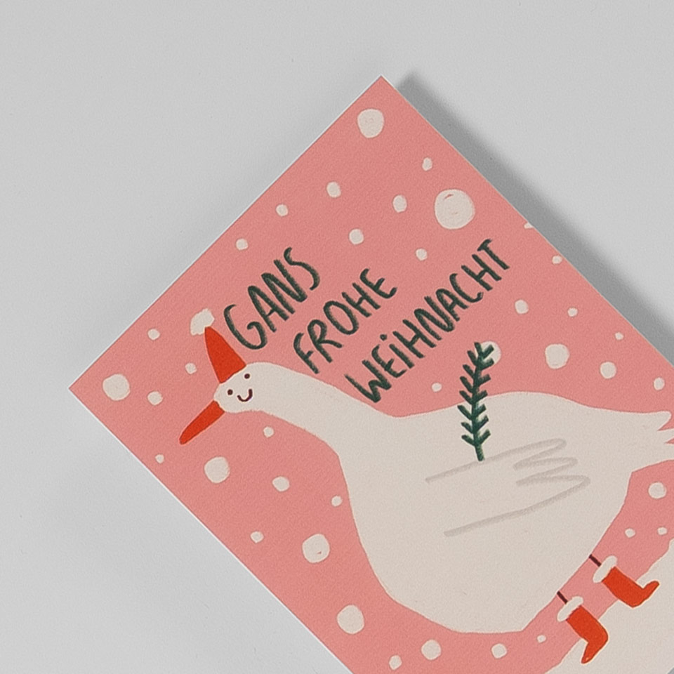 Weihnachtspostkarte Gans frohe Weihnacht – Bild 2