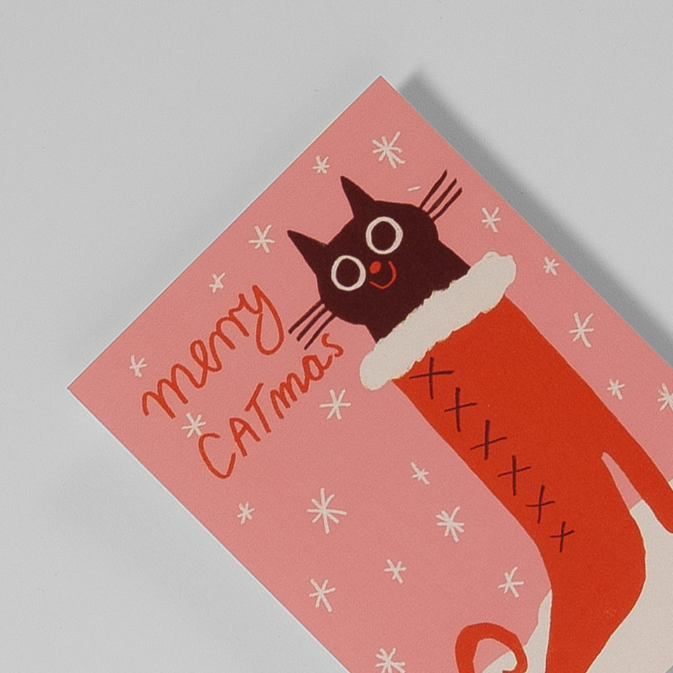 Weihnachtspostkarte Merry Catmas – Bild 2