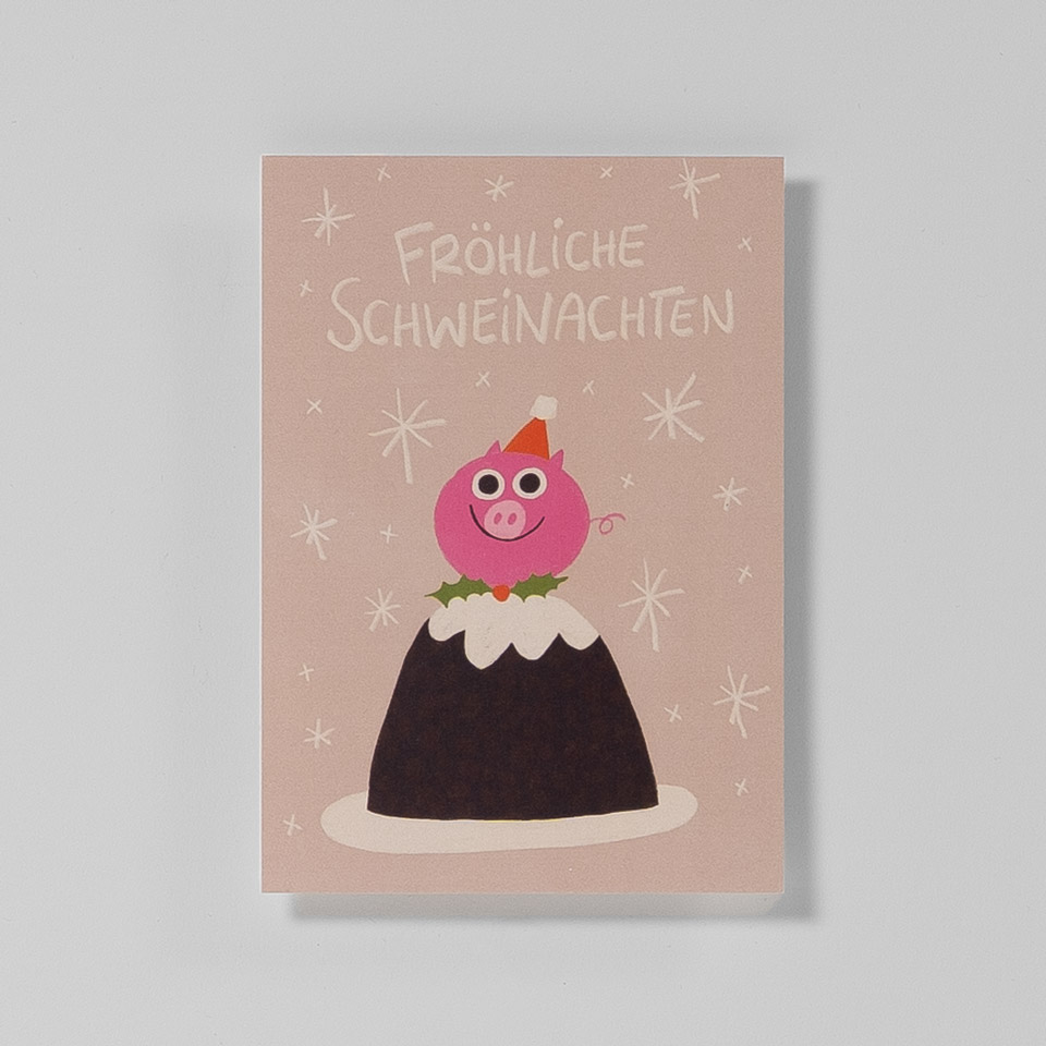 Weihnachtspostkarte Fröhliche Schweinachten