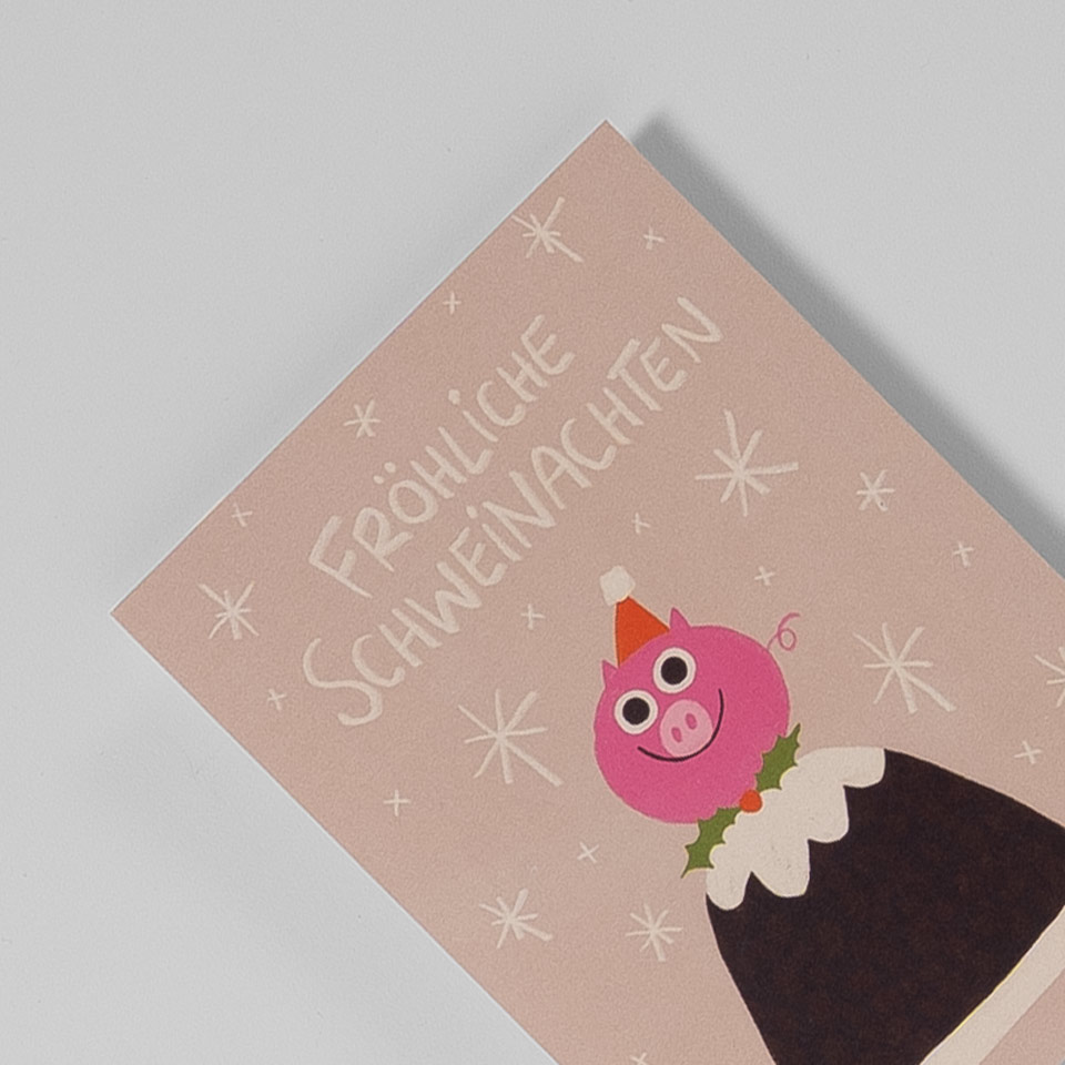Weihnachtspostkarte Fröhliche Schweinachten – Bild 2